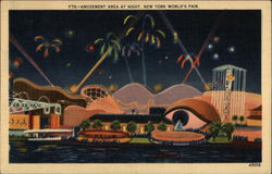 Amusement Area at Night - New York World's Fair 1939 NY World's Fair Postcard Postcard Postcard