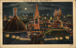 Luna Park at Night Coney Island, NY Postcard Postcard Postcard