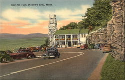 Hair Pin Turn, Mohawk Trail, Mass. Cars Postcard Postcard Postcard