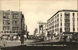 Market and Second Streets Harrisburg, PA Postcard Postcard Postcard