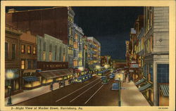 Night View of Market Street Postcard