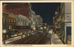 Night View of Market Street Postcard