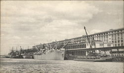 Ships and Barges of the Tanks Tied Up Along the Wall Postcard