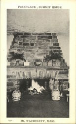 Fireplace, Summit House, Mount Wachusett Postcard