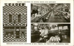 Leader Restaurant, Front - Section of Dining Room and Kitchen Marietta, OH Postcard Postcard Postcard