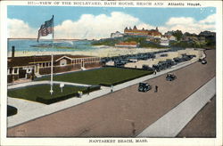 View of the Boulevard, Bath House, Beach and Atlantic House Nantasket Beach, MA Postcard Postcard Postcard