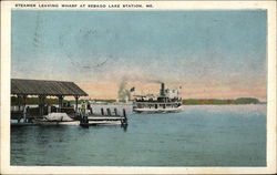 Steamer Leaving Wharf at Sebago Lake Station Postcard