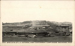 Bird's Eye of U.S. National Army Cantonment, Camp Dodge Des Moines, IA Postcard Postcard Postcard