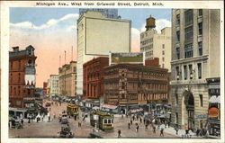 Michigan Ave., West from Griswold Street Detroit, MI Postcard Postcard Postcard