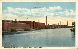 Merrimac River and Mills Looking West Postcard