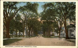 Main Street Looking East Greenfield, MA Postcard Postcard Postcard