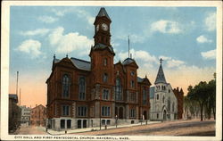 City Hall and First Pentecostal Church Haverhill, MA Postcard Postcard Postcard