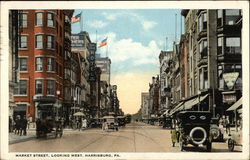 Market Street Looking West Postcard