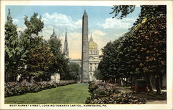 West Market Street, Looking Towards Capitol Harrisburg, PA Postcard Postcard Postcard