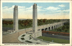 Entrance to Soldiers' and Sailors' Memorial Bridge Harrisburg, PA Postcard Postcard Postcard