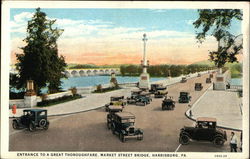 Entrance to a Great Thoroughfare, Market Street Bridge Harrisburg, PA Postcard Postcard Postcard