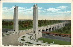 Entrance to Memorial Bridge Harrisburg, PA Postcard Postcard Postcard