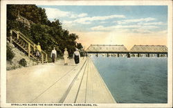 Strolling Along the River Front Steps Harrisburg, PA Postcard Postcard Postcard