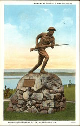 Monument to World War Soldiers Along Susquehanna River Harrisburg, PA Postcard Postcard Postcard