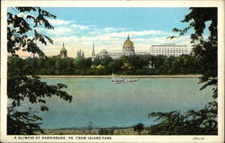 A Glimpse of Harrisburg, PA from Island Park Pennsylvania Postcard Postcard Postcard