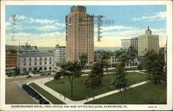 Harrisburger Hotel, Post Office and New Office Building Pennsylvania Postcard Postcard Postcard