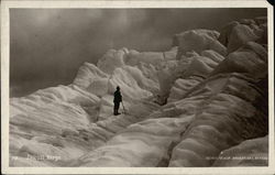 Man on Glacier Jokull, Norway Postcard Postcard Postcard