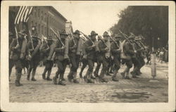 Nashua Regiment Marching to Depot Postcard