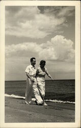 Couple Walking on the Beach Cape Cod, MA Postcard Postcard Postcard