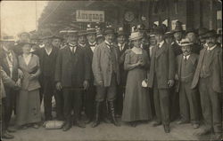 People at Train Station Postcard