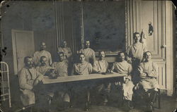 Men Sitting Around Table, Hospital? World War I Postcard Postcard Postcard