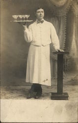 Waiter Serving Champagne Postcard