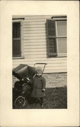 Snapshot of Child and Baby Carriage Postcard