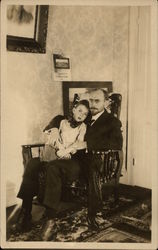 Father and Son in Chair Postcard