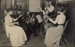 Small Band With Violins, Horn, Piano and Drum Music Postcard Postcard Postcard