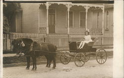 Girl in Cart Pulled by Postcard