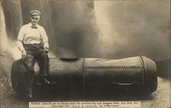 Bobby Leach and his Barrel after his perilous trip over Niagara Falls New York Postcard Postcard Postcard