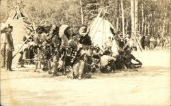 Indians Meeting Outside Teepees Postcard