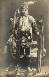 Native American Chief in Traditional Dress Postcard