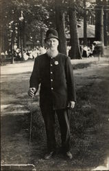 Bearded Man in Park Police Uniform Postcard