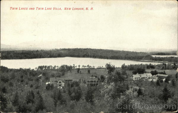 Twin Lakes and Twin Lake Villa New London, NH Postcard