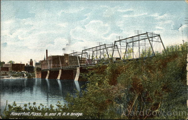 B. and M. R. R. Bridge Haverhill, MA Postcard