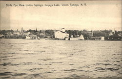 Birds Eye View of Town and Cayuga Lake Union Springs, NY Postcard Postcard Postcard