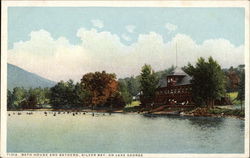 Bath House and Bathers on Lake George Silver Bay, NY Postcard Postcard Postcard