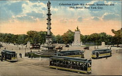 Columbus Circle, 8th Avenue, Broadway and 59th Street Postcard