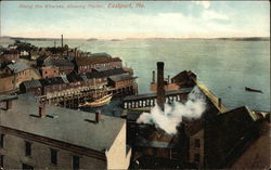 Along the Wharves showing Harbor Postcard