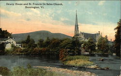 Dewey House and St. Francis De Sales Church Postcard