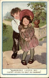 Smiling Boy Holding Smiling Girl Postcard