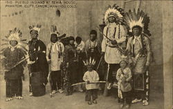 Pueblo Indians at Tewa House Native Americana Postcard Postcard Postcard