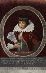 Elizabethan Portrait of Pocahontas - Aetatis sua 21. A. 1616 Women Postcard Postcard Postcard