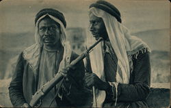 Bedouin Men with Native Dress and Rifles Arab Postcard Postcard Postcard